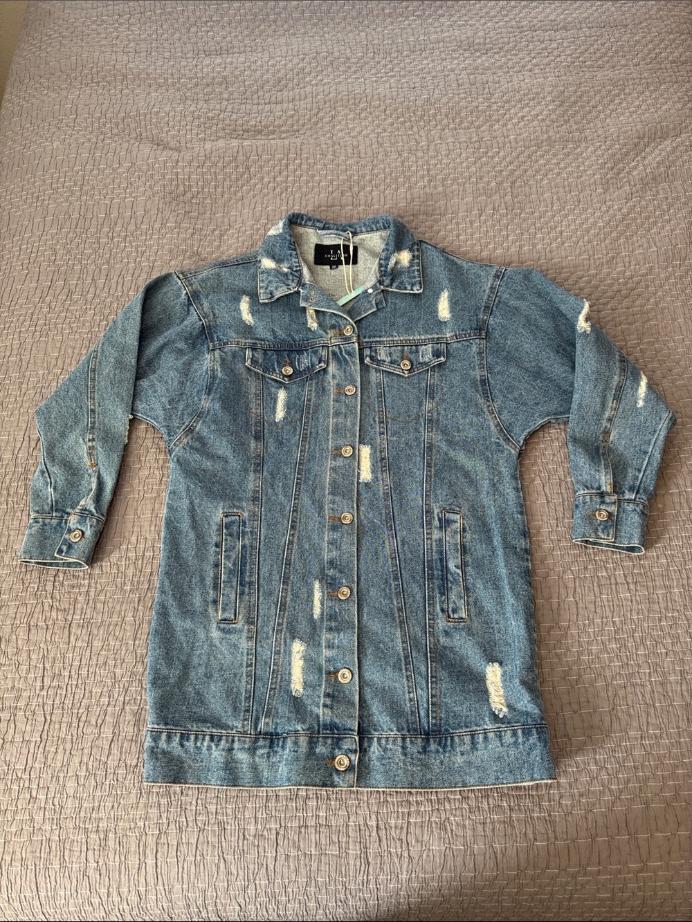 LA Coalition Distressed Jean Jacket Dress